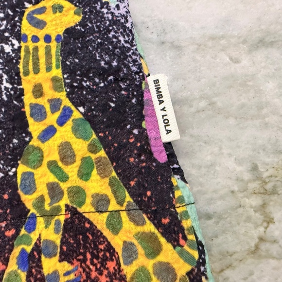 Bimba Y Lola Women's multicolor Sleeveless Blouse V-Neck Top with animal print L - Picture 9 of 13